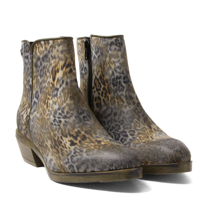 Sara Damen Wildleder-Stiefeletten Khaki/Leo