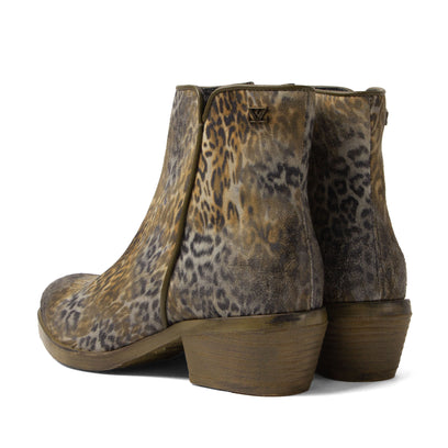 Sara Damen Wildleder-Stiefeletten Khaki/Leo