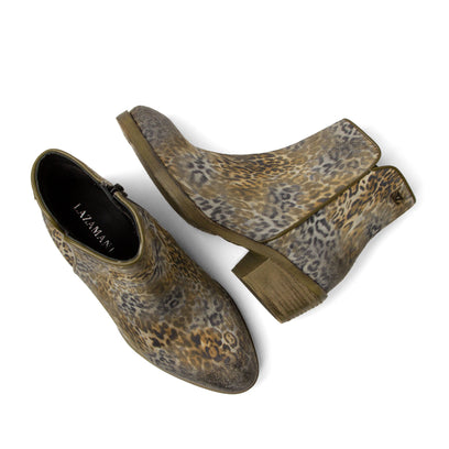 Sara Damen Wildleder-Stiefeletten Khaki/Leo