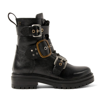 Abby Damen Leder Biker-Boots Black