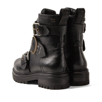 Abby Damen Leder Biker-Boots Black