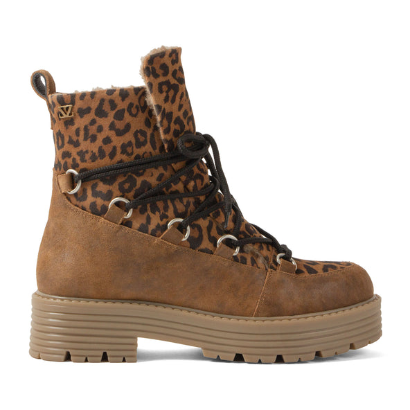 Desi Damen Wildleder-Schnürboots Tan/Leo