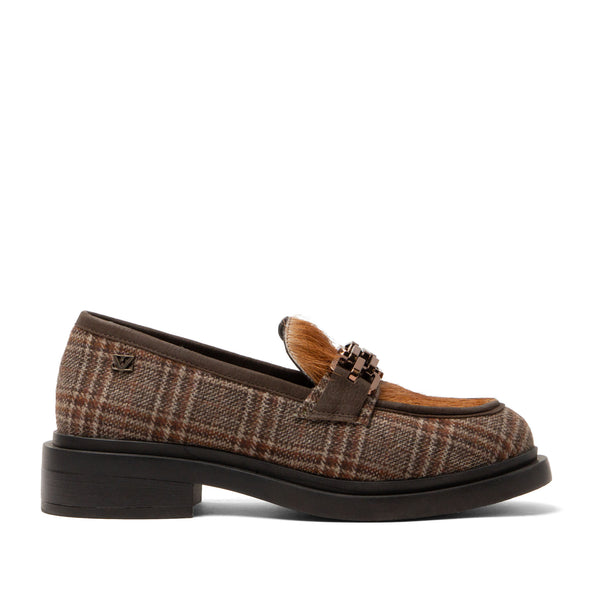 Oxford Damen Loafer Tartan Cognac