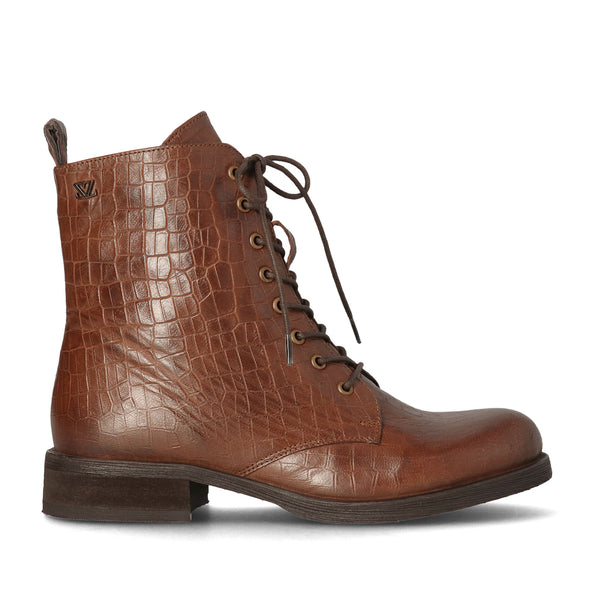 Nella Damen Leder-Schnürboots Black