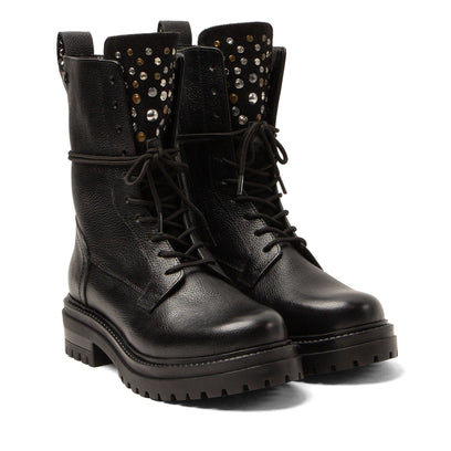 Jessie Damen Leder-Schnürboots Black