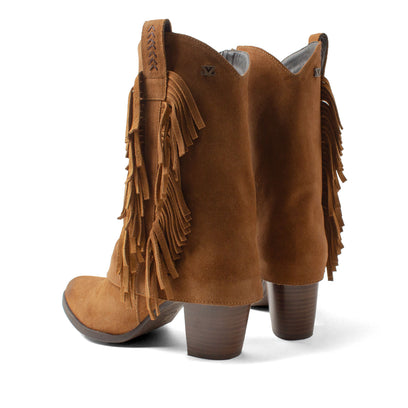 Emi Damen Wildleder-Stiefel Cognac