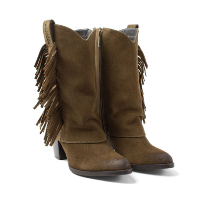 Emi Damen Wildleder-Stiefel Khaki