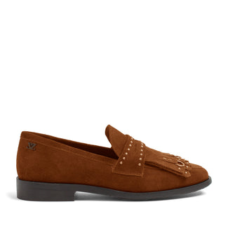 Suus Damen Wildleader-Loafers Cognac