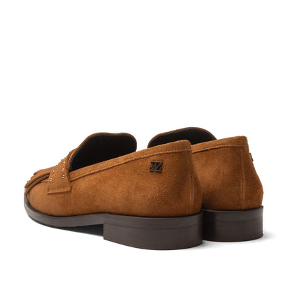 Suus Damen Wildleader-Loafers Cognac