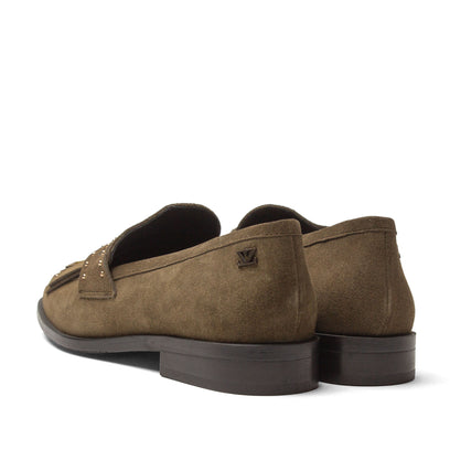 Suus Damen Wildleader-Loafers Khaki