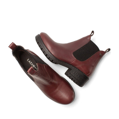 Lia Dames Leder Chelsea-Boots Burgundy