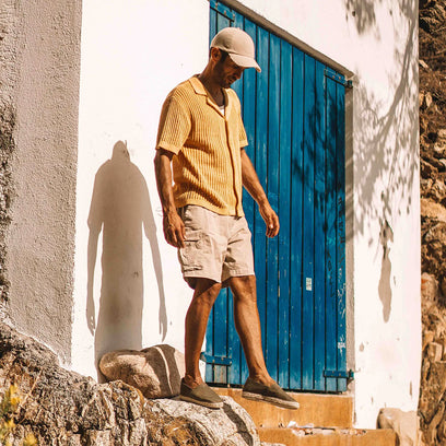 Marc Herren Leder-Espadrilles Caqui