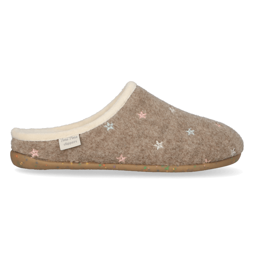 Mona-FT Damen Hausschuhe Taupe