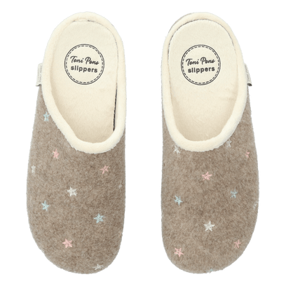 Mona-FT Damen Hausschuhe Taupe