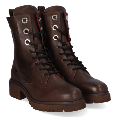 CLEO 16.02 Damen Leder-Schnürboots Dark Brown