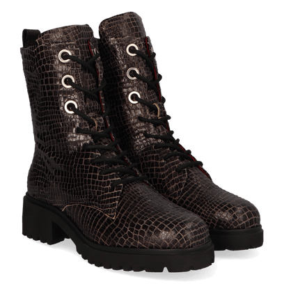 CLEO 16.04 Damen Leder-Schnürboots Black Snake