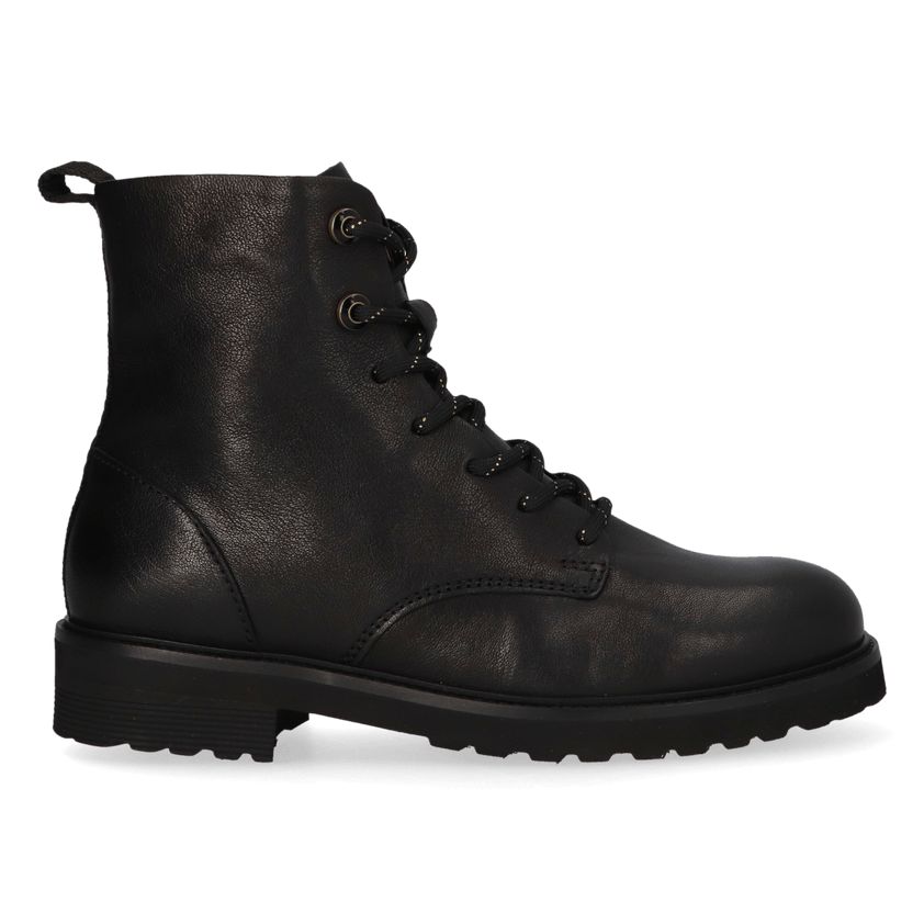 HEN 01.01 Damen Leder-Stiefeletten Black