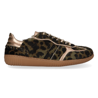 NUDI 01.02 Damen Sneaker Ponyhaar Green Leopard