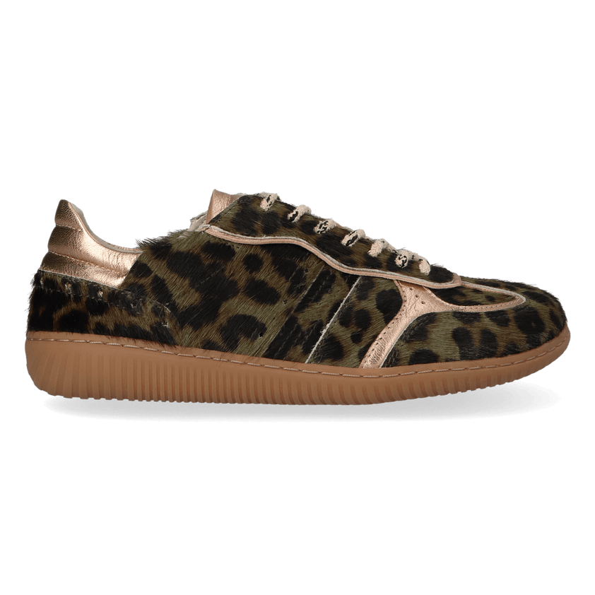NUDI 01.02 Damen Sneaker Ponyhaar Green Leopard