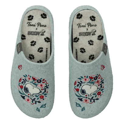 Snoopy Damen Filz-Hausschuhe Aqua
