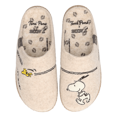 Snoopy Damen Filz-Hausschuhe Cru
