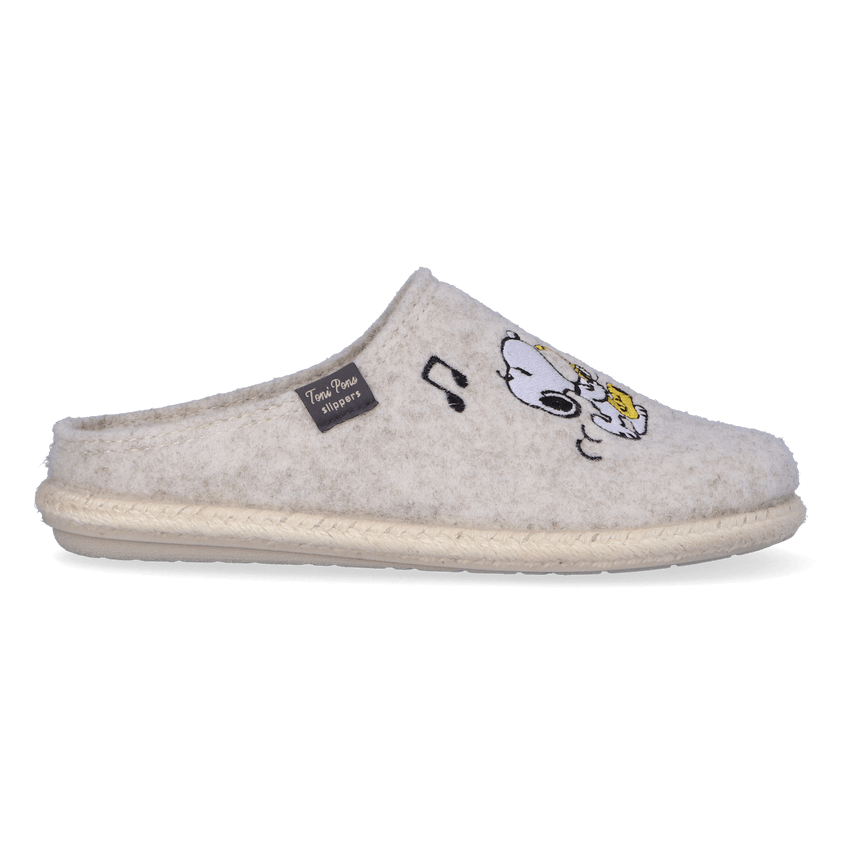 Snoopy Damen Filz-Hausschuhe Milk