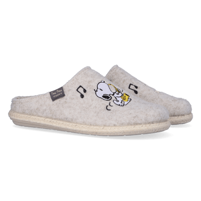 Snoopy Damen Filz-Hausschuhe Milk