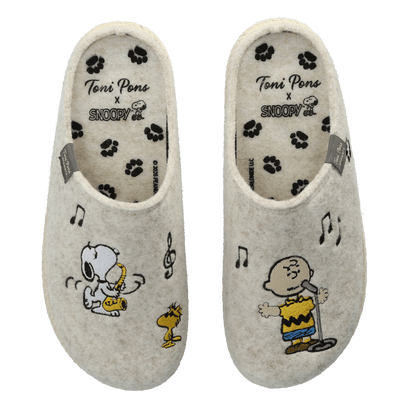 Snoopy Damen Filz-Hausschuhe Milk