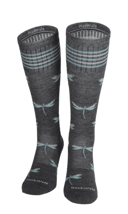 Dragonfly Damen Kompressionsstrümpfe 15-20 mmHg Charcoal Sparkle