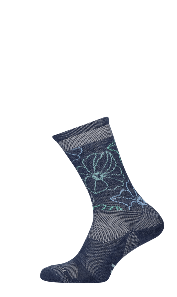 Petal Power Crew Damen Wandersocken 15-20 mmHg Denim