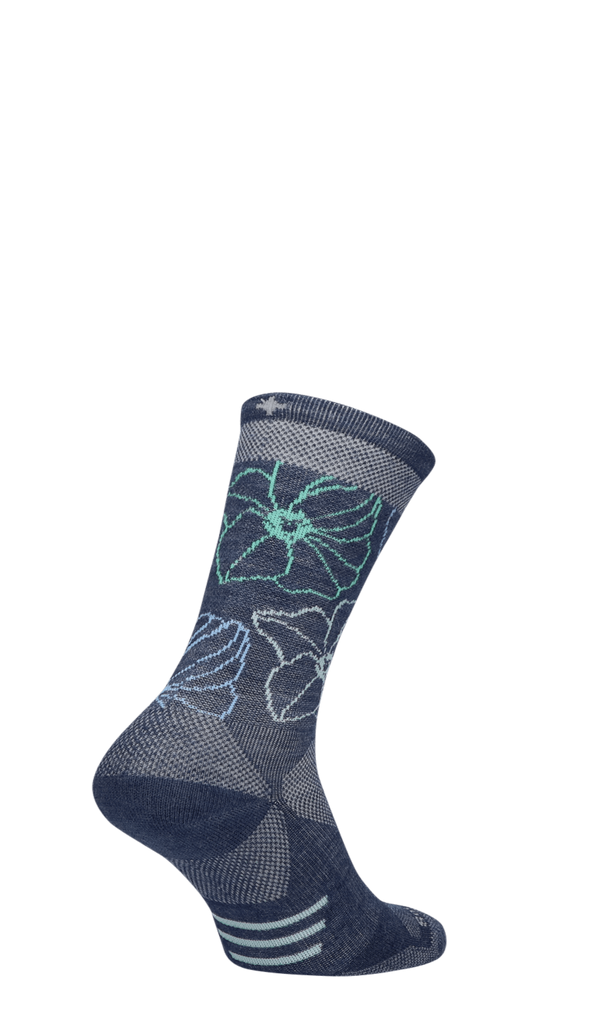 Petal Power Crew Damen Wandersocken 15-20 mmHg Denim