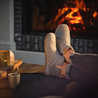 Mula Wollfilz-Hausschuhe Marbled Brown