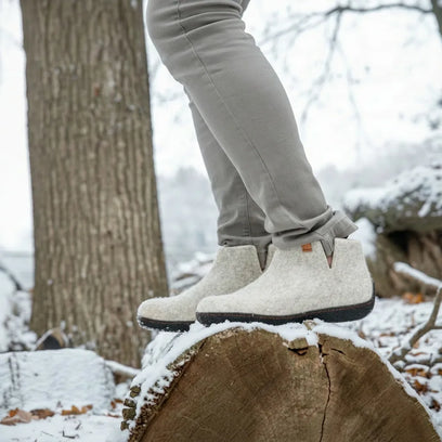 Rabara Wollfilz-Hausschuhe Natural Delta