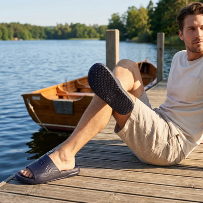 Wave Slide Herren Pantoletten Navy
