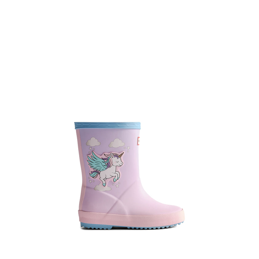 Original Kids First Unicorn Print Wellington Boots Blue Frost/Parfait Pink