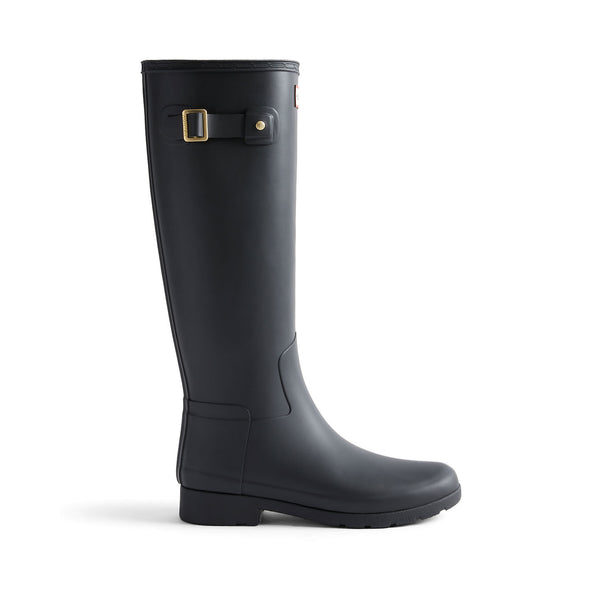 Women's Refined Gold Trim Tall Wellington Boots Black