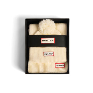 Arrinay Ribbed Pom Beanie and Scarf Box Set Antique White