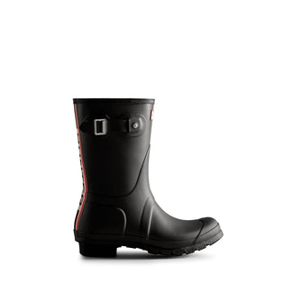 Women's Tri-Colour Logo Backstrap Short Wellington Boots Black