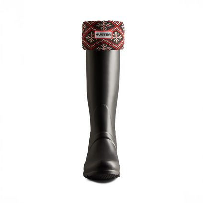 Recycled Fairisle Tall Boot Socks Black