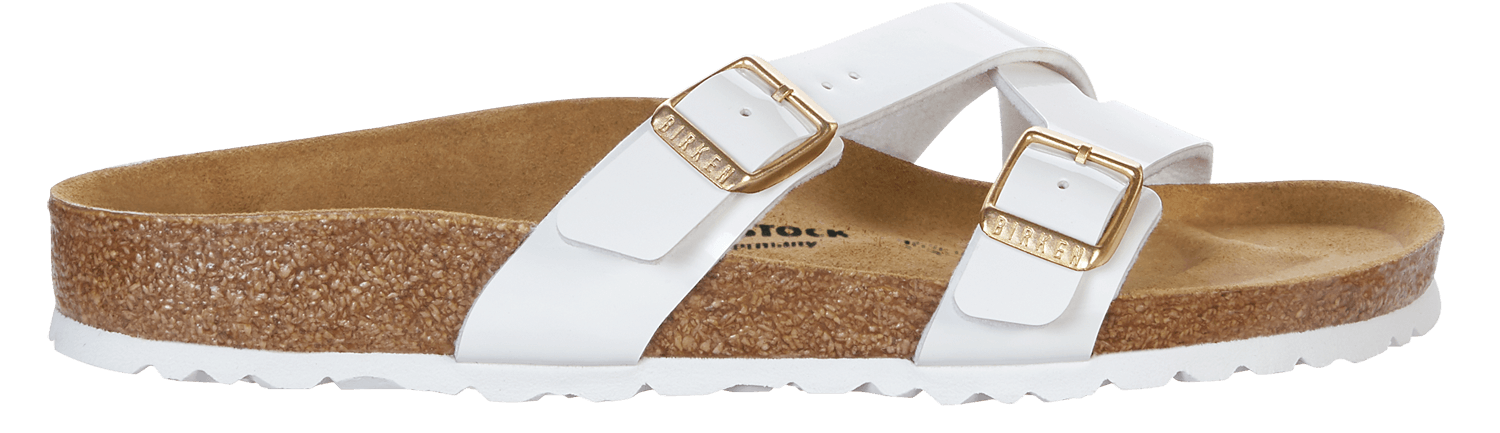 Yao Damen Pantoletten Balance White Patent Narrow-fit