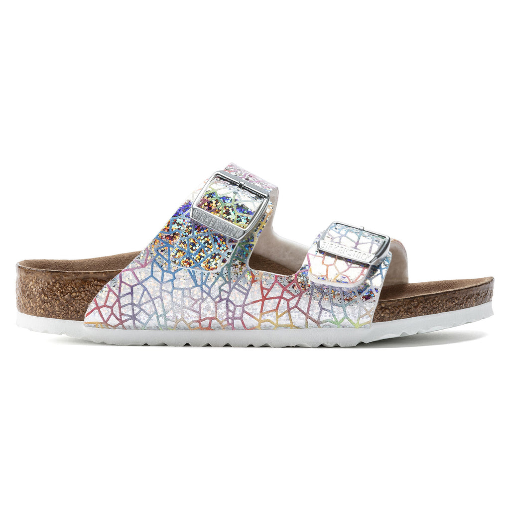Arizona Kids Pantoletten Flashy Hologram Silver Narrow-fit