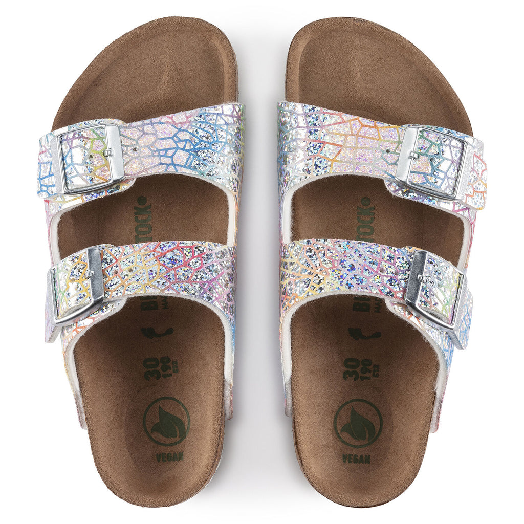 Arizona Kids Pantoletten Flashy Hologram Silver Narrow-fit