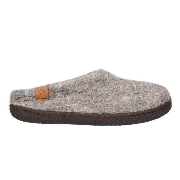 Tibet Wollfilz-Pantoffel grau/natur