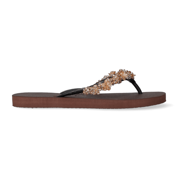 Precious Bloom Gold Damen Flip Flops Coffee