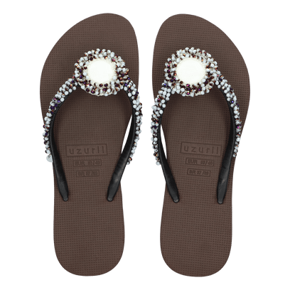 Precious Deluxe Whitebrown Damen Flip Flops Coffee