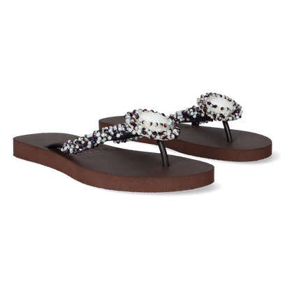 Precious Deluxe Whitebrown Damen Flip Flops Coffee