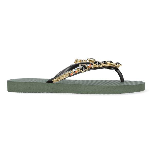 Black Star Damen Flip Flops Army Green