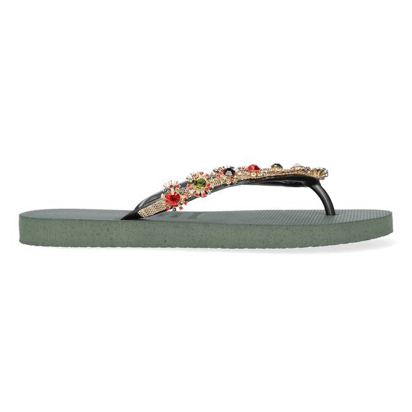 Colorful Diana Damen Flip Flops Army Green