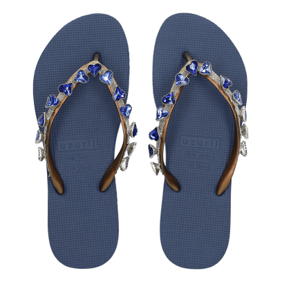 Heart Blue Damen Flip Flops Navy Blue