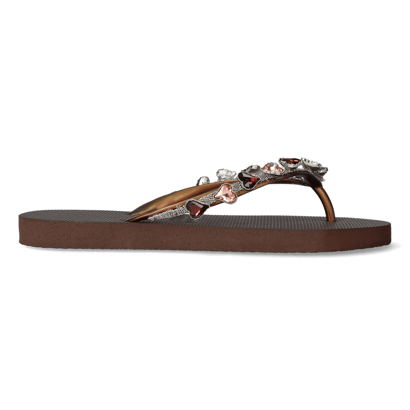 Heart Bronze Damen Flip Flops Coffee